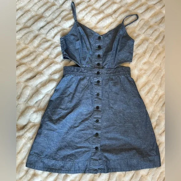 Madewell Chambray Cutout Cami Mini Dress - Picture 1 of 8